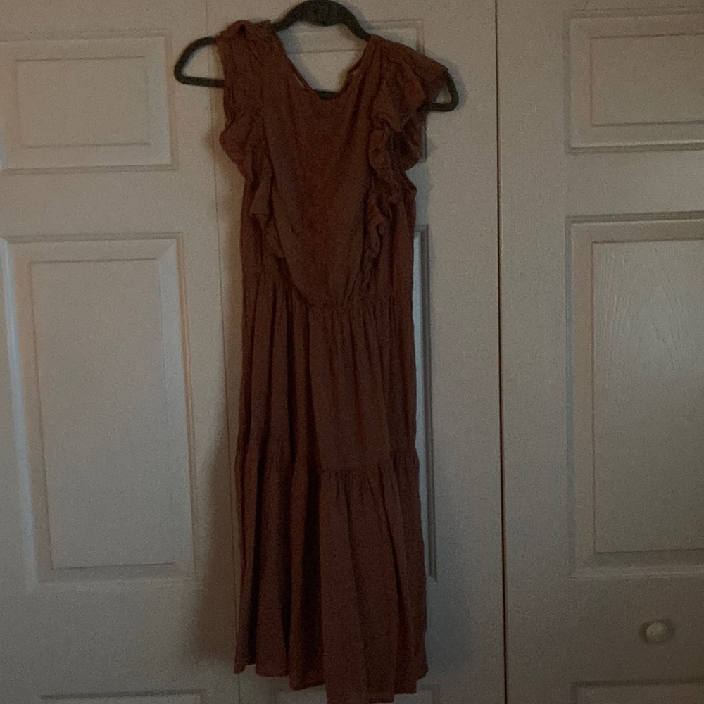 Mauve ruffle detail maxi dress